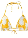 La Doublej Pineapple-print Triangle Bikini Top In Yellow