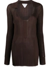 BOTTEGA VENETA RIB-KNIT OPEN COLLAR TOP