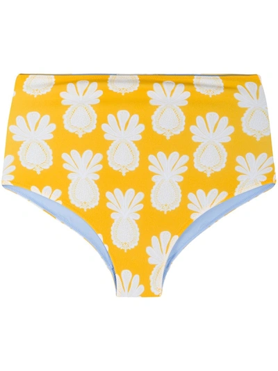 La Doublej Pineapple Print Surf Briefs In Yellow