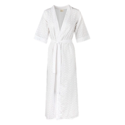 Verdelimon Cotton Eyelet Lace Kimono In White