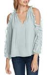 1.state Ruffle Cold Shoulder Top In Dusty Mint