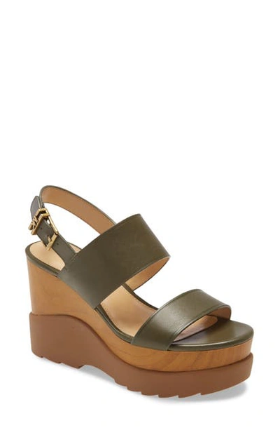 Michael Michael Kors Rhett Wedge Sandal In Olive Leather