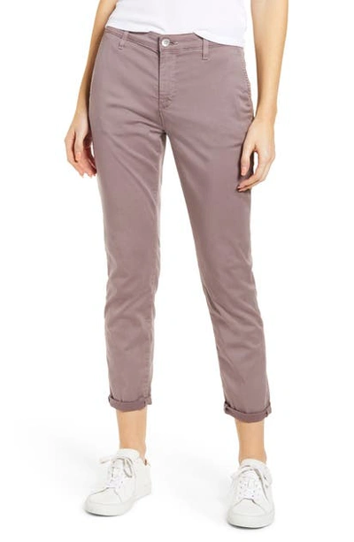 Ag Caden Crop Twill Trousers In Sulfur Rocky Mauve