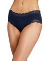 Hanro Cotton Lace Hipster Briefs In Deep Navy