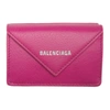 Balenciaga Papier Mini Printed Textured-leather Wallet In Fuxia