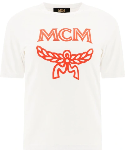 Mcm Logo Print Cotton T-shirt In White