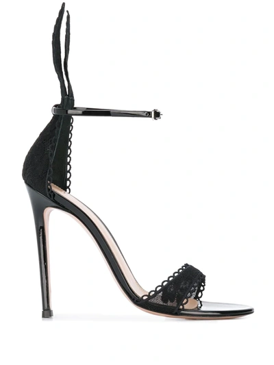 Gianvito Rossi Natalia 110 Patent Leather Lace Sandals In Black