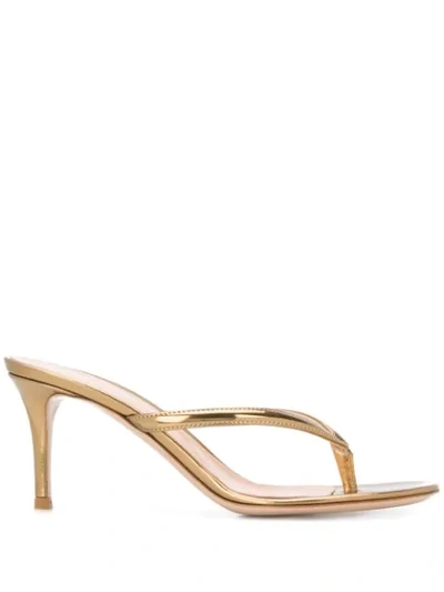 Gianvito Rossi Calypso Metallic Leather Thong Sandals In Gold