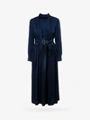 Sies Marjan Belted Crepe Back Satin Long Sleeve Midi Dress In Blue