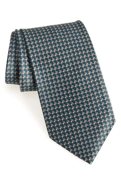 Brioni Geometric Silk Tie In Reseda/ Brown