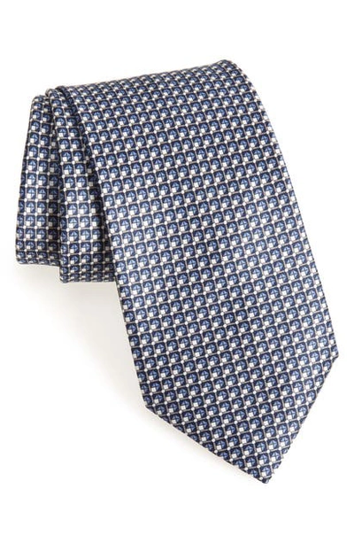 Brioni Geometric Silk Tie In Flannel