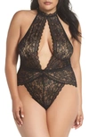 OH LA LA CHERI PLUNGE KEYHOLE LACE TEDDY,52-10716X