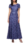 Alex Evenings Embellished Lace A-line Gown In Violet Blue