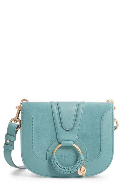 See By Chloé Hana Suede & Leather Shoulder Bag In Mineral Blue