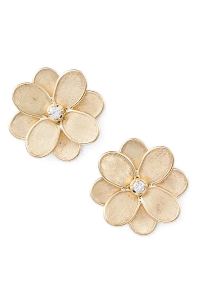 Marco Bicego Diamond Flower Stud Earrings In Gold