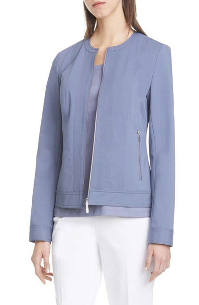 Lafayette 148 Plus-size Fundamental Bi-stretch Kyle Jacket In Bluestone