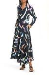 A.L.C AMAYA LONG SLEEVE STRETCH SILK MAXI DRESS,6DRES00881