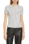 Saks Potts Chica Monogram Print Smocked T-shirt In Sp White Print