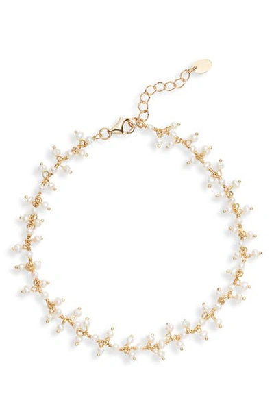 Argento Vivo Genuine Pearl Dangle Bracelet In Gold