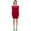 BALENCIAGA RED CRUSHED VELVET SHORTS DRESS