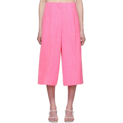 Jacquemus Le Short D'homme Silk Cotton Culotte Trousers In Pink