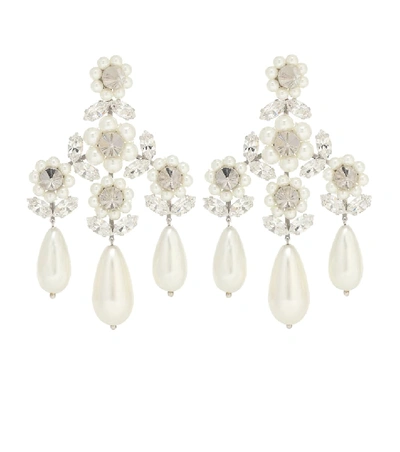 Simone Rocha Crystal-embellished Drop Earrings In White