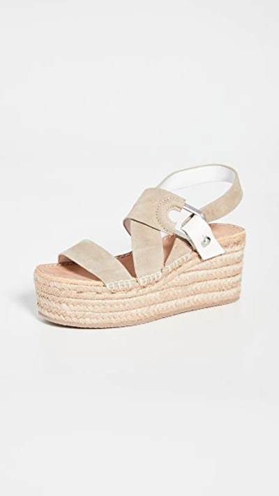 Rag & Bone August Suede And Leather Espadrille Platform Sandals In Beige