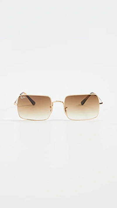 Ray Ban 1969 Rectangular Sunglasses In Gold/gradient Brown