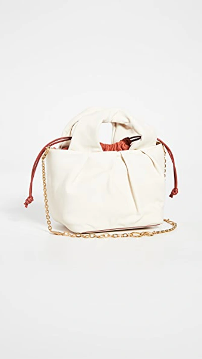 Staud Lera Snake Embossed Leather Top Handle Bag In White