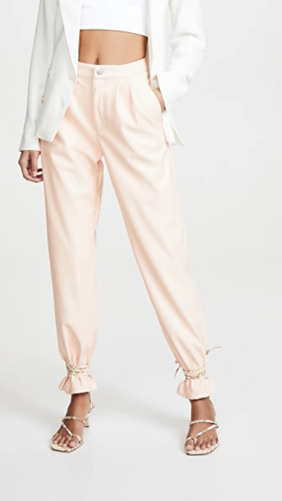 Kendall + Kylie Vegan Leather Trousers In Pink Salt