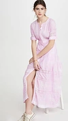 Loveshackfancy Edie Tie-dyed Lace-trimmed Cotton Midi Dress In Peony Pink