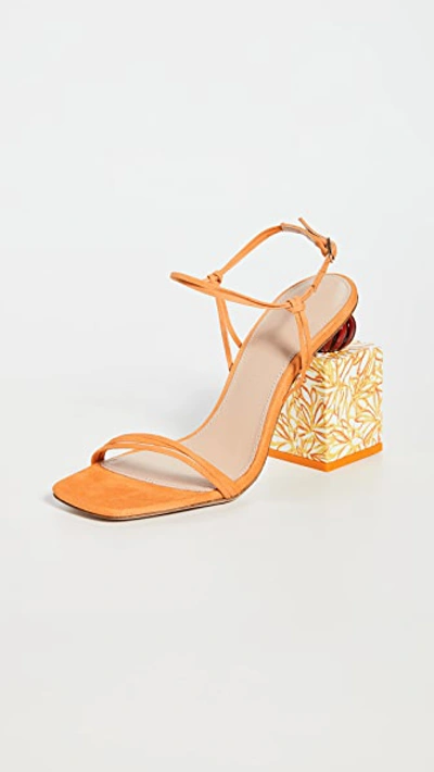 Jacquemus Elme Printed-heel Leather Sandals In Orange