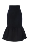 Miu Miu Ruffled Wool Cady Midi Skirt In Navy