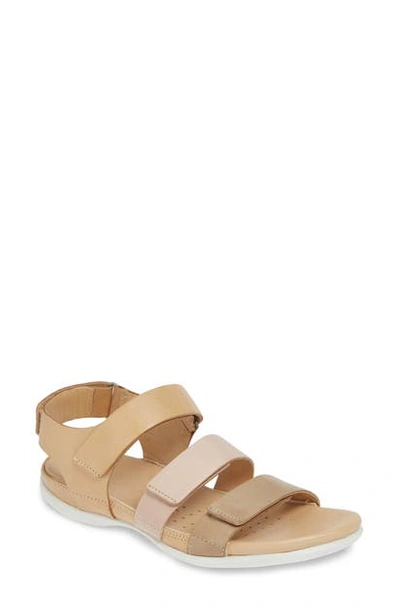 Ecco Flash Strap Sandal In Dune/ Rose Leather