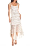 Dress The Population Wren Tie Shoulder High/low Cocktail Dress In Off White Multi