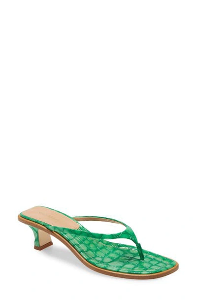 Sies Marjan Alix Crocodile Embossed Sandal In Emerald
