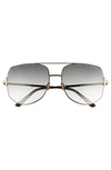 Tom Ford Lennox 62mm Oversize Aviator Sunglasses In Rose Gold/ Grey