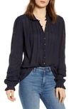 Faherty Willa Button Front Peasant Blouse In Navy