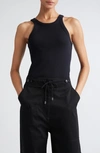 Totême 'espera' Black U Neck Rib Tank Top In Stretch Cotton Woman Toteme In Black