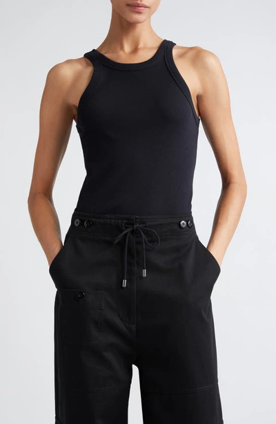 Totême Organic Cotton Blend Rib Tank Top In Black
