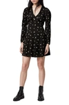 ALLSAINTS ROSI EMBROIDERED FLORAL LONG SLEEVE MINIDRESS,WD295S