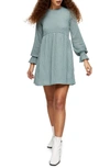 TOPSHOP CHECK MESH LONG SLEEVE MINIDRESS,10J18SSGE