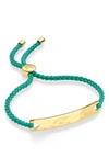 Monica Vinader Engravable Havana Friendship Bracelet In Yellow Gold/ Emerald