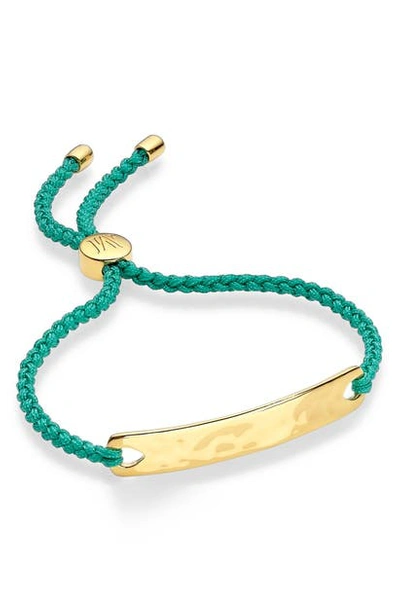 Monica Vinader Engravable Havana Friendship Bracelet In Yellow Gold/ Emerald