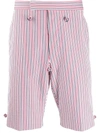 Thom Browne Backstrap Striped Shorts In Red