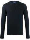 Drumohr Rib-trimmed Cashmere Jumper In Blue