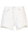 Agolde Parker Distressed Denim Shorts In White