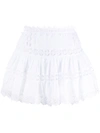 Charo Ruiz Greta Crocheted Lace-paneled Cotton-blend Mini Skirt In White