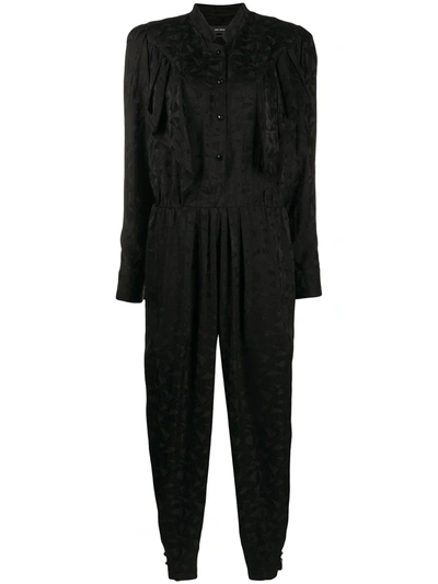 Isabel Marant Varzea Ruffle-trimmed Satin Jumpsuit In Black