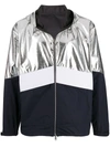 Moncler Quinic Navy And Silver Shell Jacket In Silver